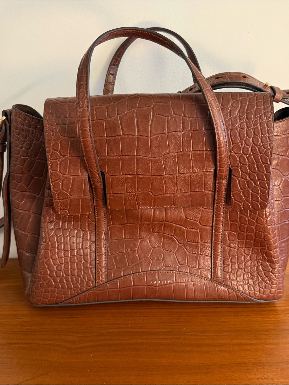 RADLEY LONDON Brown Croc-Embossed Leather Shoulder Bag NWOT
